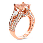 Morganite and Diamond Engagement Ring in Rose Gold by Yaffie - 1ct Total Diamond Weight
