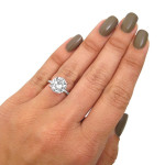 Rose Gold Round Moissanite & Diamond Halo Engagement Ring