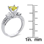 Radiant White and Yellow 3-Stone Diamond Ring with 1 1/2ct White Gold Sparkle (Yaffie)