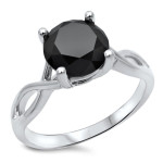 Yaffie Custom White Gold Infinity Knot Engagement Ring with 1.5ct Black Round Diamonds