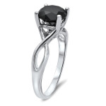 Yaffie Custom White Gold Infinity Knot Engagement Ring with 1.5ct Black Round Diamonds