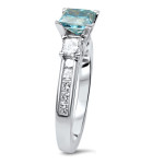 3-Stone Blue Diamond Engagement Ring from Yaffie: 1 1/2ct Total Diamond Weight, White Gold