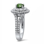 1.5ct TDW Yaffie White Gold Ring Boasts Green and White Diamonds