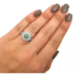 1.5ct TDW Yaffie White Gold Ring Boasts Green and White Diamonds