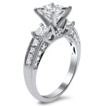 3-Stone Princess-cut Diamond Engagement Ring - Yaffie White Gold 1 1/2ct Total Diamond Weight