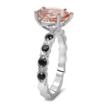 Yaffie™ Custom White Gold Morganite Engagement Ring with Black Diamond Accents - 1 1/2ct TGW & 1/3ct TDW