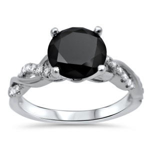 Custom Yaffie™ 1 1/3ct TDW Black Diamond White Gold Engagement Ring
