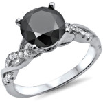 Custom Yaffie™ 1 1/3ct TDW Black Diamond White Gold Engagement Ring