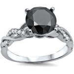 Custom Yaffie™ 1 1/3ct TDW Black Diamond White Gold Engagement Ring