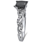 Custom Made White Gold Black Princess-cut Diamond Engagement Ring 1 1/3ct TDW by Yaffie ™