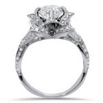 Lotus Blossom Moissanite & Diamond Engagement Ring with 1 1/3ct TGW White Gold Sparkle