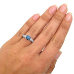 Blue and White Diamond Engagement Ring with 1 1/4ct TDW in Yaffie White Gold