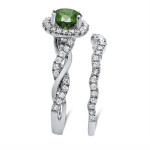 Green Round Diamond Bridal Set with 1 1/4ct TDW in Yaffie White Gold Engagement Ring