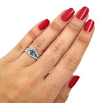 Blue and White Diamond Wedding Set with 1 1/5ct of White Gold by Yaffie