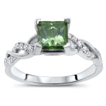 Green Sparkle 1.2ct Genuine Diamond Bridal Set