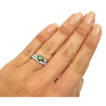 Green Round Diamond Engagement Ring in Yaffie White Gold Bridal Set (1 1/6ct)