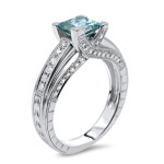 Captivating Blue Princess-cut Diamond Ring - Yaffie White Gold 1.4ct TDW Engagement