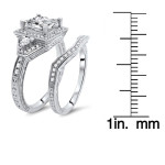 Enhanced Diamond Bridal Set with Princess Cut Halo in Yaffie White Gold, 1 2/5ct TDW