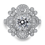Vintage Style Enhanced Diamond Engagement Ring with 1 2/5ct TDW in Yaffie White Gold.