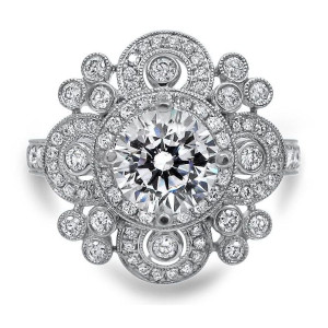 Vintage-Inspired Yaffie White Gold Diamond Engagement Ring with 1.4ct of Sparkle.