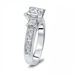 1.75ct TDW Princess-cut 3-stone Diamond Engagement Ring in White Gold by Yaffie