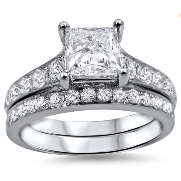 Yaffie Princess-cut Diamond Bridal Set in White Gold with 1 3/4ct TDW
