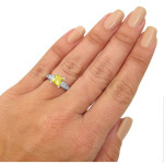 Yellow Princess-cut Diamond Engagement Ring - Yaffie White Gold 1 3/4ct 3-stone