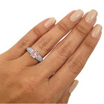 Round-cut Morganite Diamond Engagement Ring in Yaffie White Gold with 1 3/5ct TGW