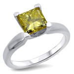 Canary Yellow Princess-cut Diamond Bridal Set in Yaffie White Gold, 1 4/5ct TDW