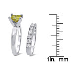 Canary Yellow Princess-cut Diamond Bridal Set in Yaffie White Gold, 1 4/5ct TDW