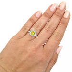 Radiant Yellow Diamond Engagement Ring with 1 5/6 ct TDW in White Gold by Yaffie