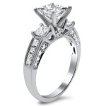 3-stone Princess-cut Diamond Engagement Ring with 1 7/10ct TDW in Yaffie White Gold