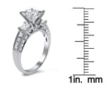 3-stone Princess-cut Diamond Engagement Ring with 1 7/10ct TDW in Yaffie White Gold