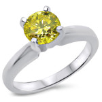 Canary Sparkle: Yaffie White Gold 1/2ct Round Yellow Diamond Engagement Ring.