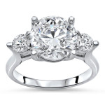 3-stone Engagement Ring with 1/2ct TDW Diamonds and Moissanite in Yaffie White Gold