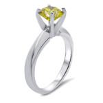 1ct Yellow Canary Diamond Solitaire Engagement Ring in Yaffie White Gold