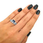 Sapphire Princess-Cut Diamond Ring Set in Yaffie White Gold, 1ct TDW