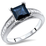 Sapphire Princess-cut Diamond Ring Set with 1ct TDW in White Gold by Yaffie