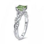 Green Princess Cut Diamond Engagement Ring - Yaffie White Gold Sparkles with 1ct TDW