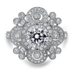Vintage-Inspired Yaffie White Gold Diamond Engagement Ring with 1 Carat Total Diamond Weight
