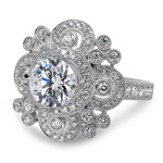 Vintage-Inspired Yaffie White Gold Diamond Engagement Ring with 1 Carat Total Diamond Weight