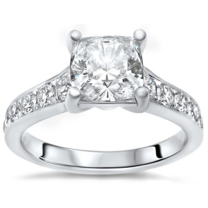 The Yaffie Cushion-cut Moissanite Engagement Ring with Diamonds