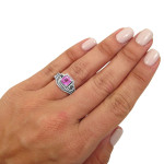 Yaffie™ Custom Makes White Gold Engagement Ring Set with 1ct Pink Sapphire and 1/3ct Black Diamond