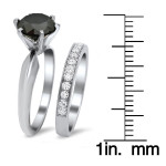 Yaffie™ Crafts Elegant Bridal Set - White Gold 2.5ct Black & White Round Diamonds in 6-Prong Setting