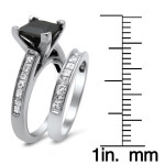 Yaffie Custom White Gold Black Diamond Bridal Set with 2.5ct TDW - Perfect Engagement Ring.