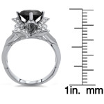 Yaffie Custom Lotus Diamond Ring - Black and White Round Diamonds, 2 1/2ct TDW in White Gold