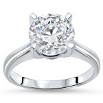 Sparkling White Gold Moissanite Engagement Ring with 2.5ct TGW Round Stone - Yaffie