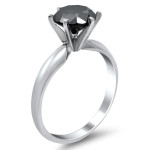 Yaffie™ Custom-Made 2.33ct Black Round Diamond Solitaire Ring in White Gold with Six Prongs