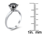 Yaffie™ Custom-Made 2.33ct Black Round Diamond Solitaire Ring in White Gold with Six Prongs