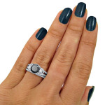 Black and White Round Diamond Bridal Ring Set with 2 1/4 Carat White Gold - Individually Crafted by Yaffie ™